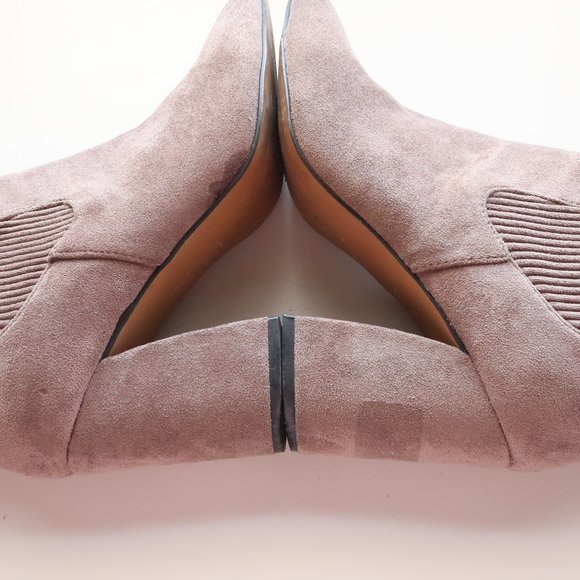 Steven by Steve Madden Taupe Suede Pointy Toe Pull-On Sock Booties / Ankle Boots - Picture 16 of 16